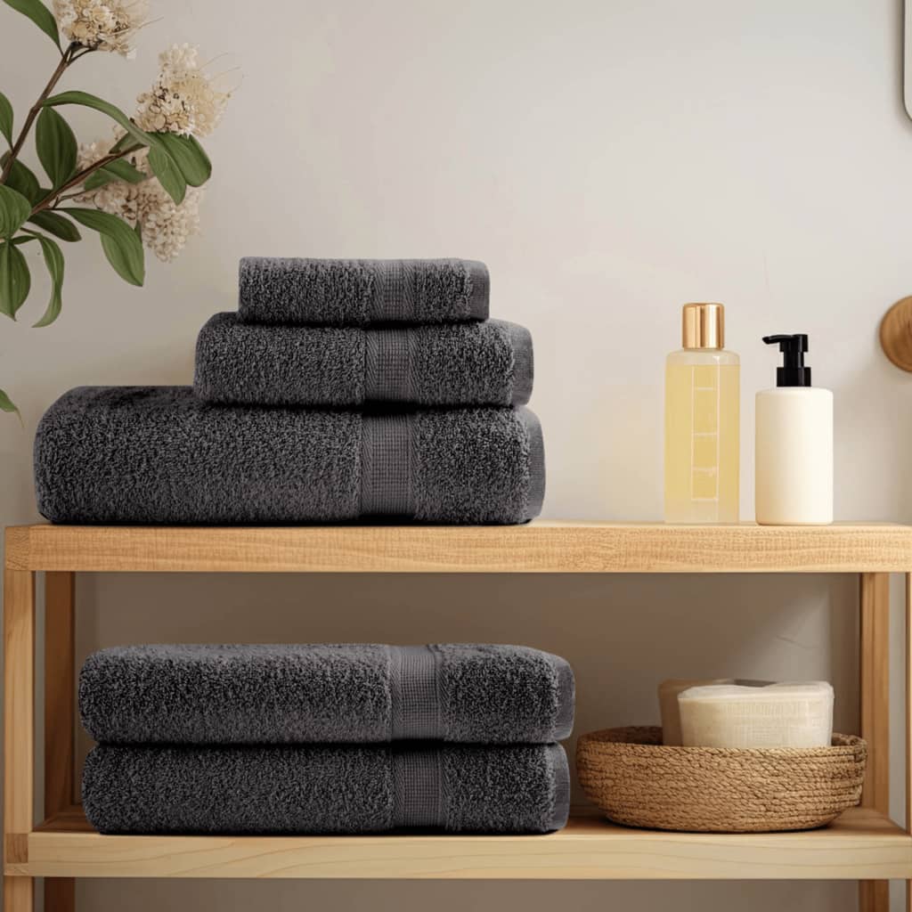 Vidaxl Set serviette à 8 pièces Solund 600 g m² de couleur anthracite