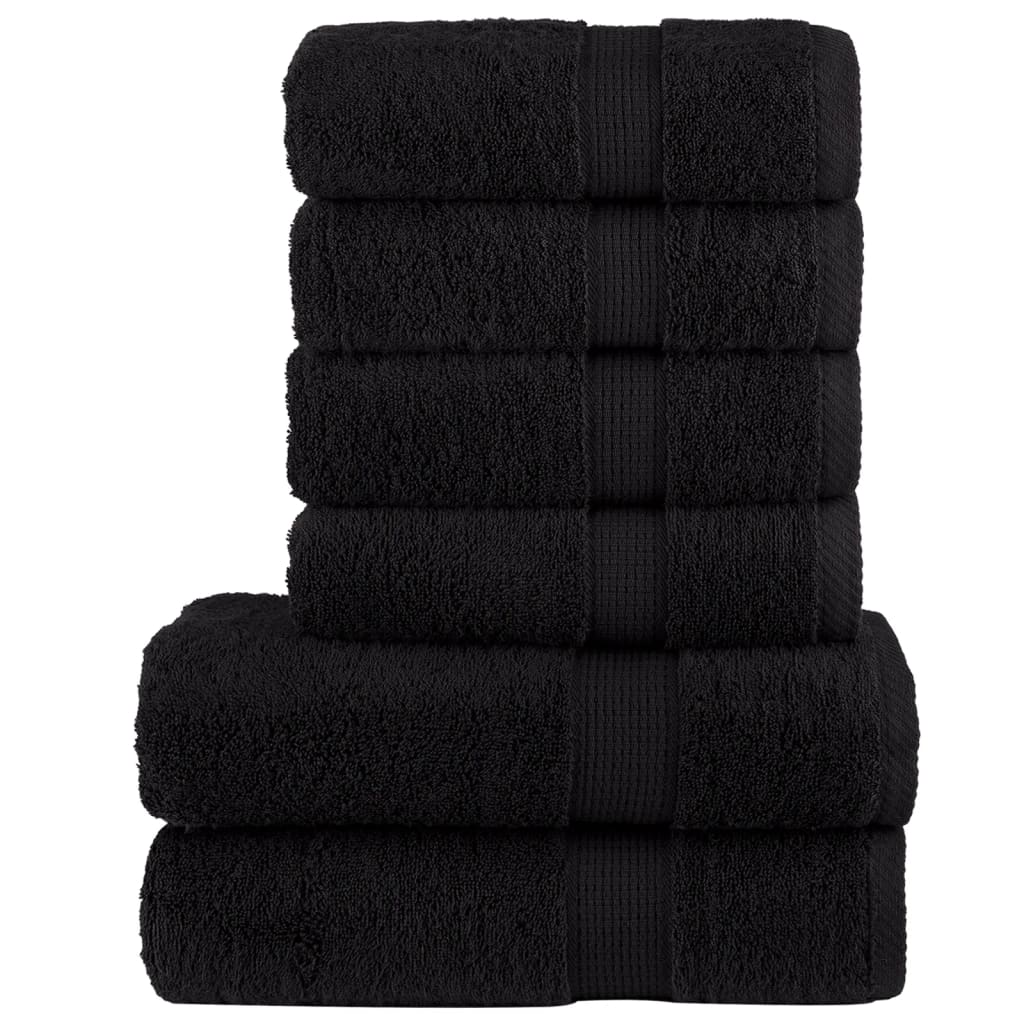 Vidaxl Set serviette à 6 pièces Solund 600 g m² noir
