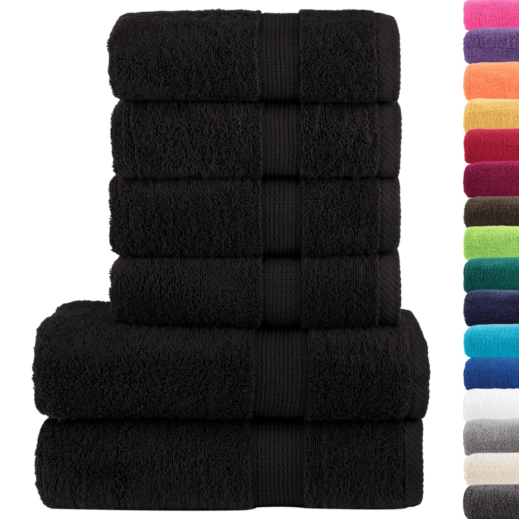 Vidaxl Set serviette à 6 pièces Solund 600 g m² noir