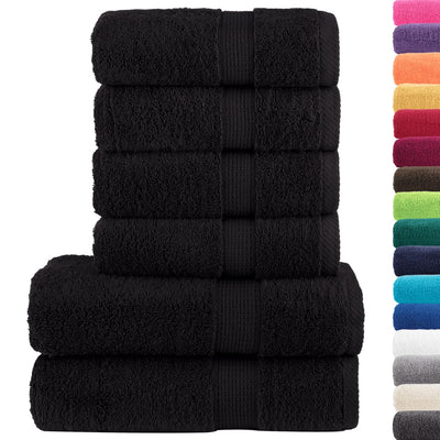 Vidaxl Set serviette à 6 pièces Solund 600 g m² noir
