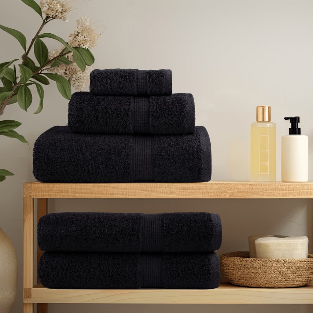 Vidaxl Set serviette à 6 pièces Solund 600 g m² noir