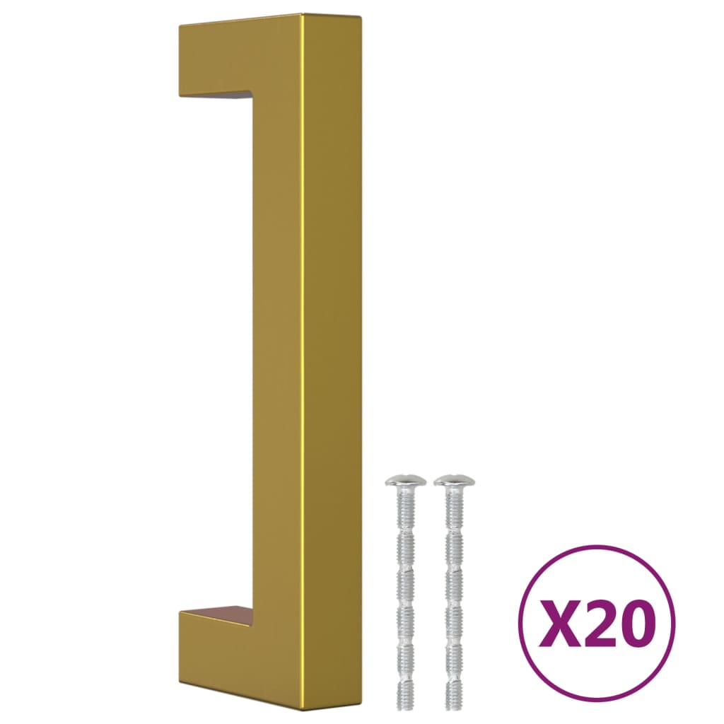 VidaXL poignées 20 pcs 96 mm acier inoxydable doré