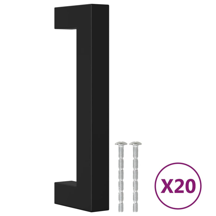 VidaXL poignées 20 pcs 96 mm acier inoxydable noir