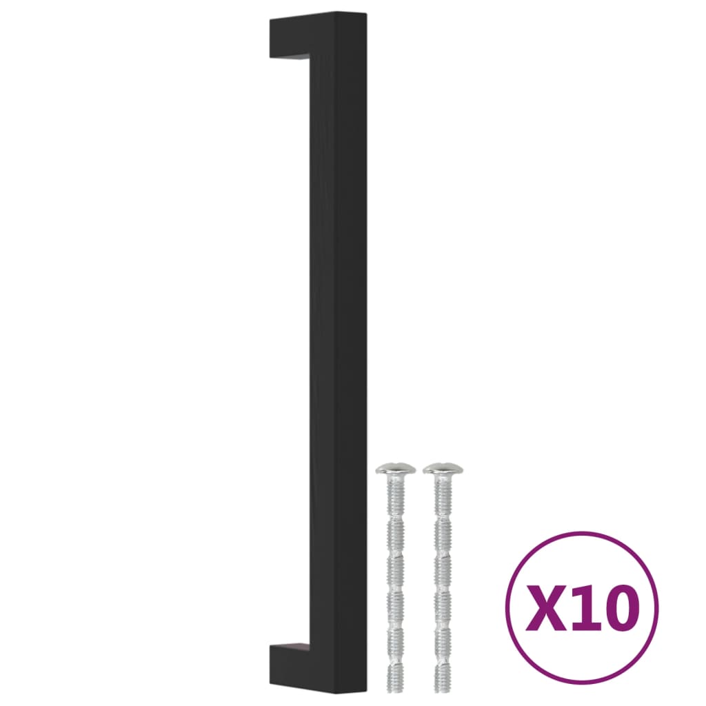 VidaXL poignées 10 pcs 192 mm acier inoxydable noir