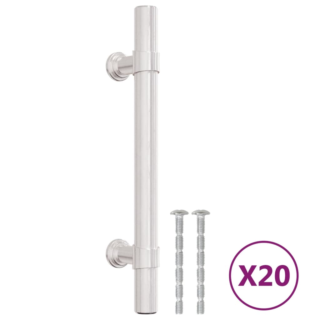 VidaXL poignées 20 pcs 96 mm acier inoxydable couleur argent