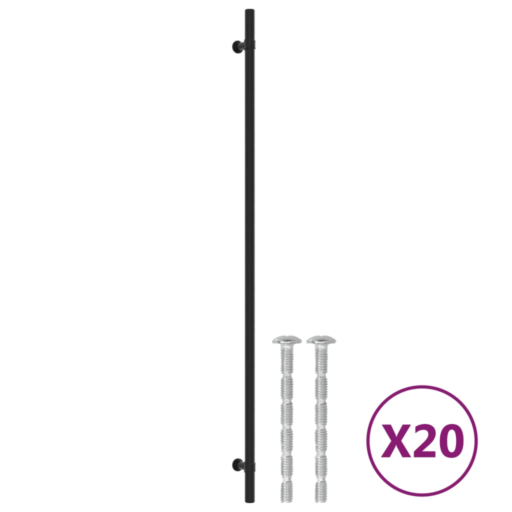 VidaXL poignées 20 pcs 480 mm acier inoxydable noir