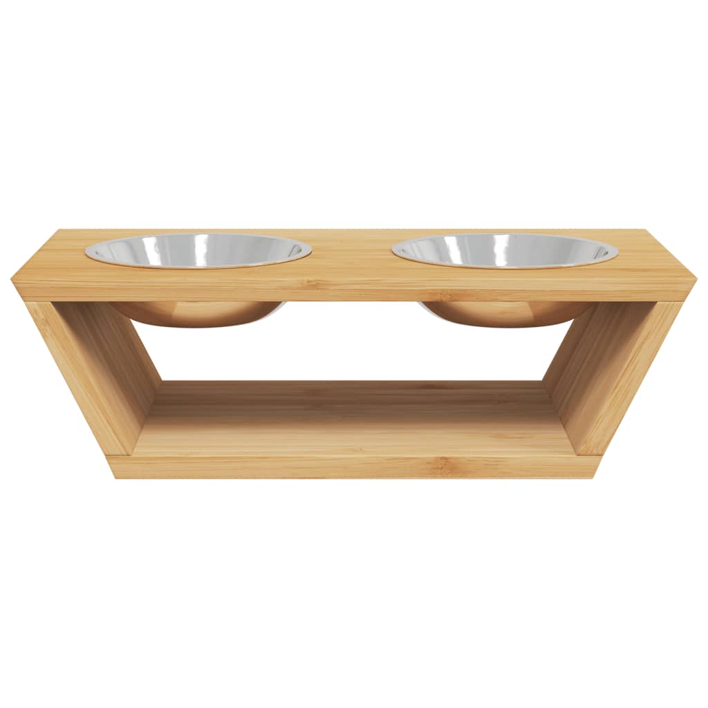 Des bols d'alimentation pour chiens Vidaxl ont augmenté 35,5x18x10,5 cm de bambou