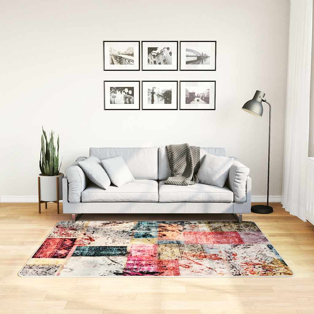 Vidaxl tapis lavable antidérapant 120x170 cm patchwork multicolore