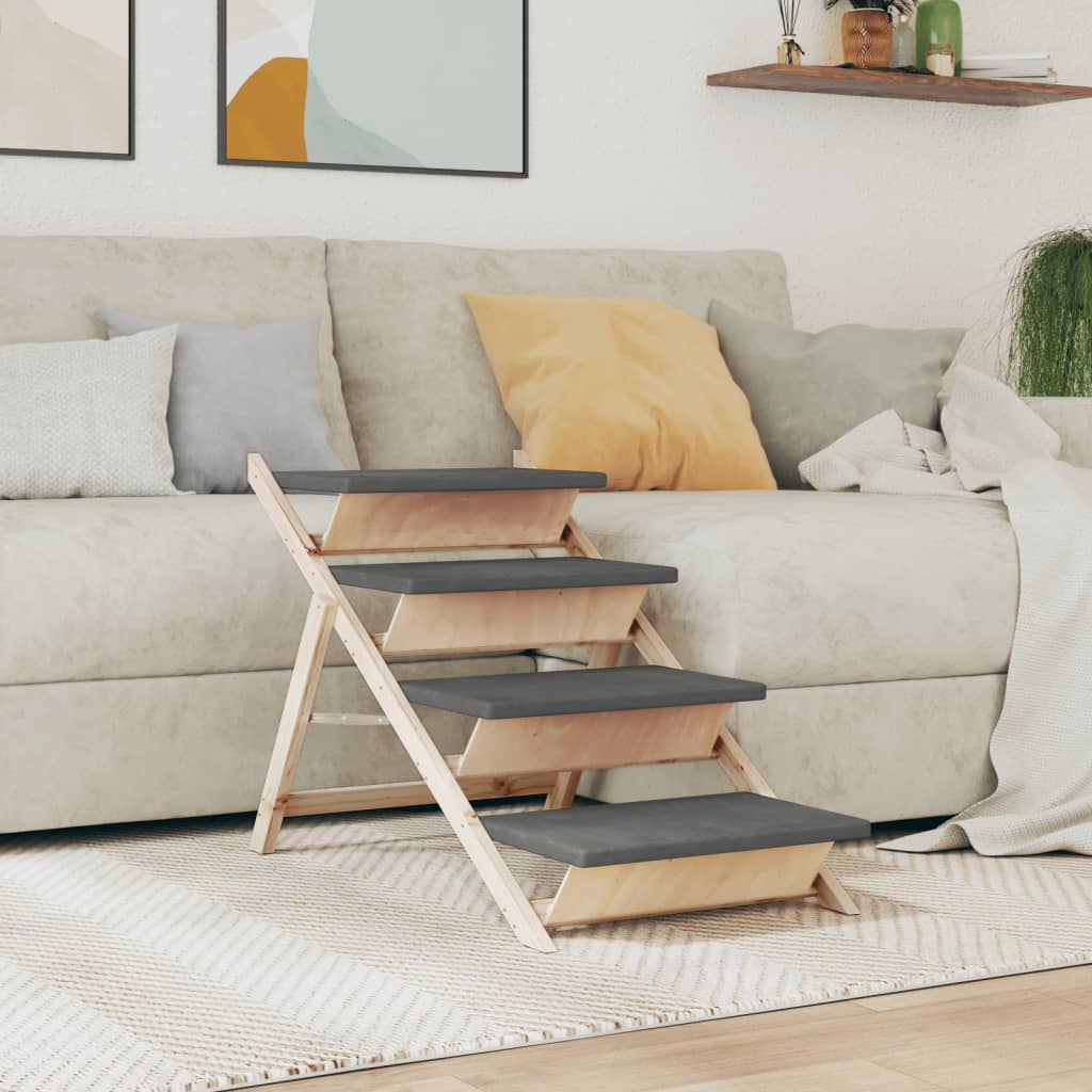 Escalier de chien vidaxl 105x47 cm en pin massif gris gris