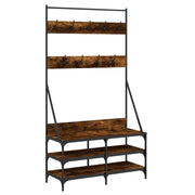 Rack de vêtements Vidaxl avec porte-chaussures 100x40x184 cm de couleur de chêne fumé - afbeelding 2