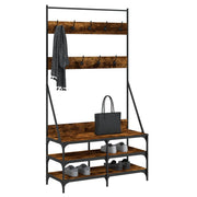 Rack de vêtements Vidaxl avec porte-chaussures 100x40x184 cm de couleur de chêne fumé - afbeelding 3
