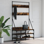 Rack de vêtements Vidaxl avec porte-chaussures 100x40x184 cm de couleur de chêne fumé - afbeelding 1