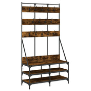 Rack de vêtements Vidaxl avec porte-chaussures 100x40x184 cm de couleur de chêne fumé - afbeelding 2