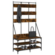 Rack de vêtements Vidaxl avec porte-chaussures 100x40x184 cm de couleur de chêne fumé - afbeelding 3