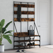 Rack de vêtements Vidaxl avec porte-chaussures 100x40x184 cm de couleur de chêne fumé - afbeelding 1