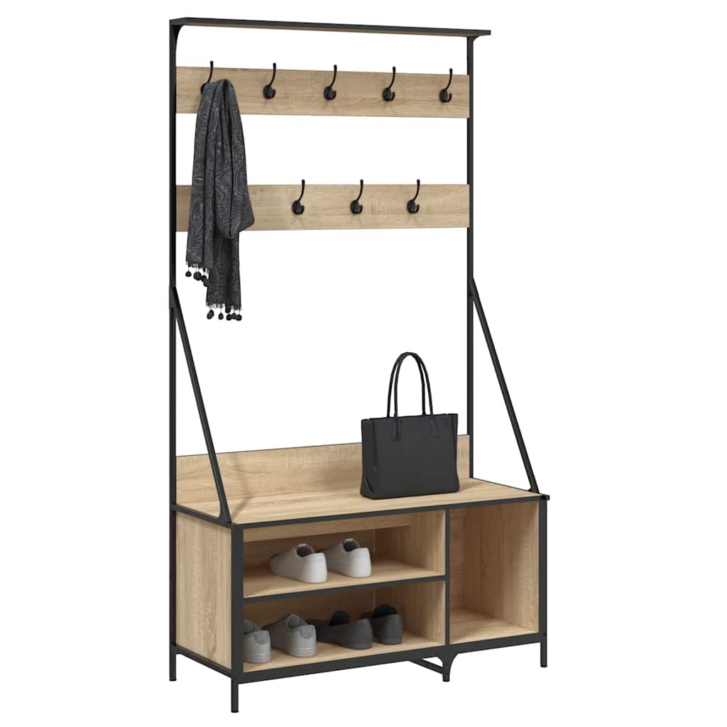 Rack de vêtements Vidaxl avec porte-chaussures 100x41x184 cm sonoma chêne coloré