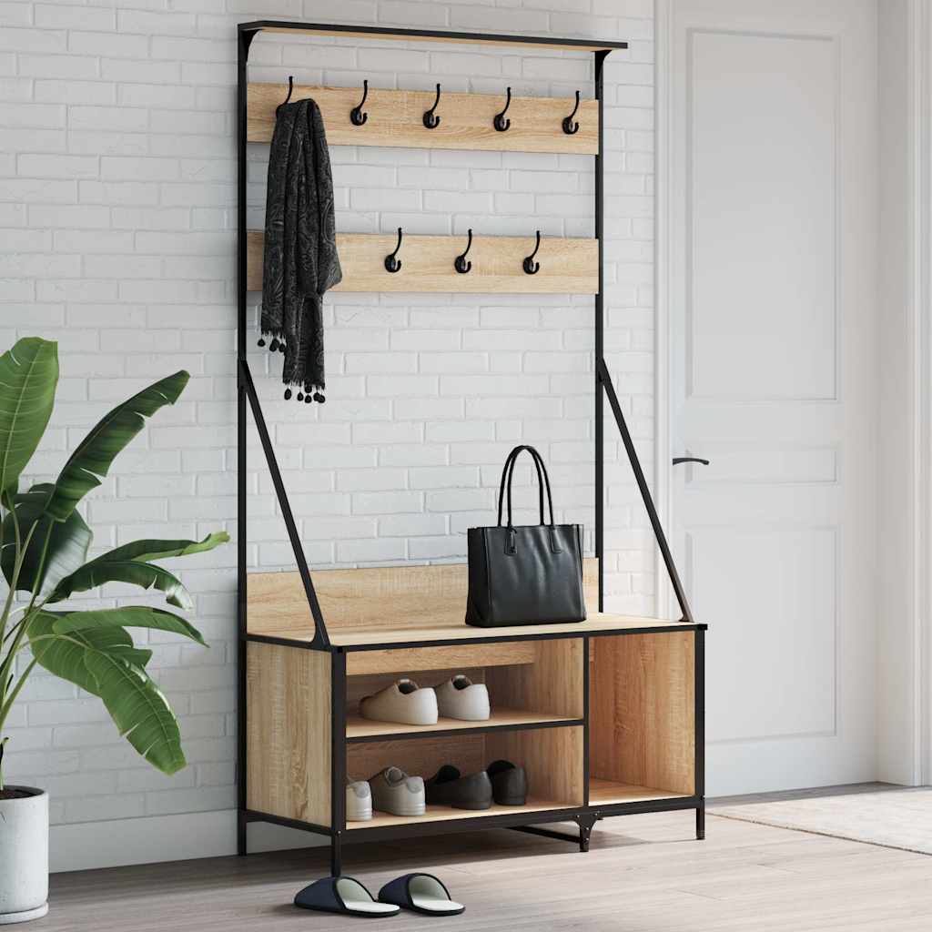 Rack de vêtements Vidaxl avec porte-chaussures 100x41x184 cm sonoma chêne coloré