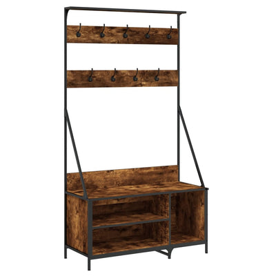 Rack de vêtements Vidaxl avec porte-chaussures 100x41x184 cm de couleur de chêne fumé