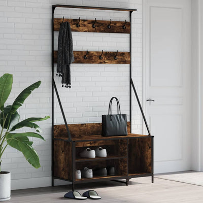 Rack de vêtements Vidaxl avec porte-chaussures 100x41x184 cm de couleur de chêne fumé