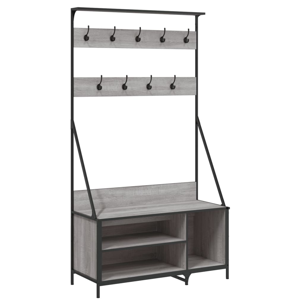 Rack de vêtements Vidaxl avec porte-chaussures 100x41x184 cm Gray Sonoma
