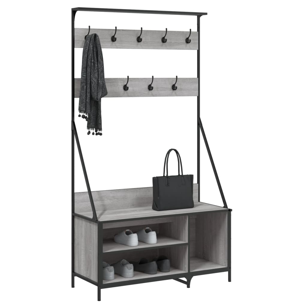 Rack de vêtements Vidaxl avec porte-chaussures 100x41x184 cm Gray Sonoma