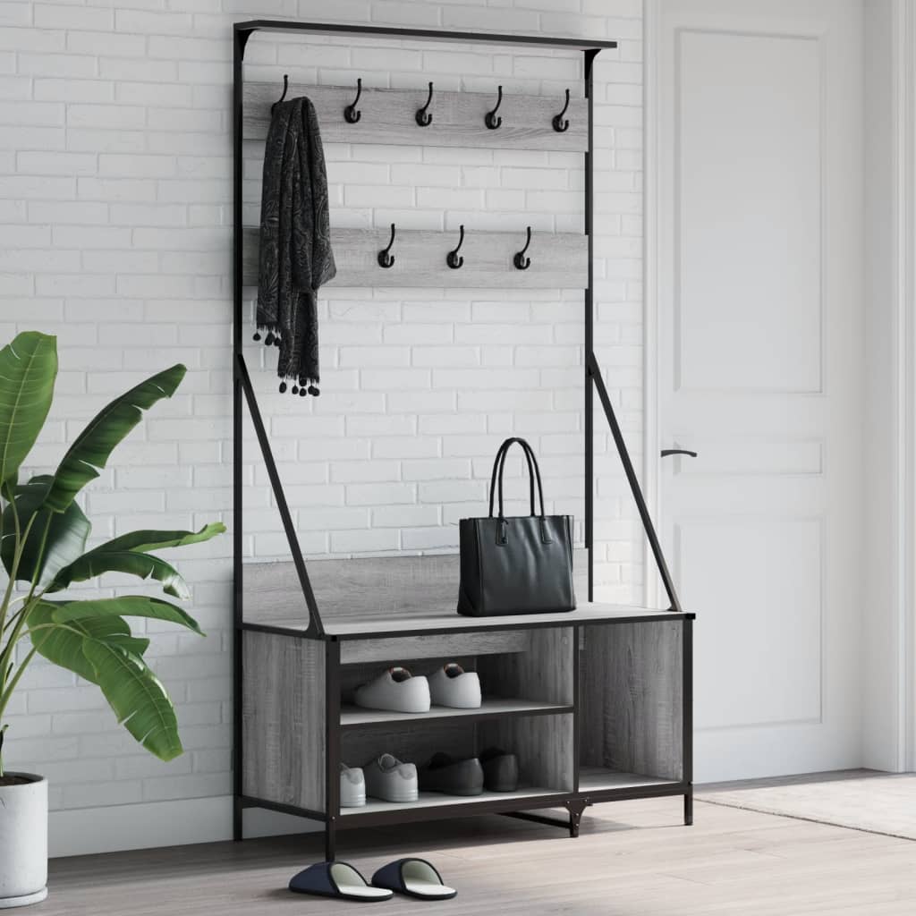 Rack de vêtements Vidaxl avec porte-chaussures 100x41x184 cm Gray Sonoma