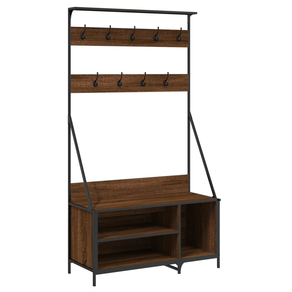 Rack à vêtements Vidaxl avec porte-chaussures 100x41x184 cm Couleur de chêne marron