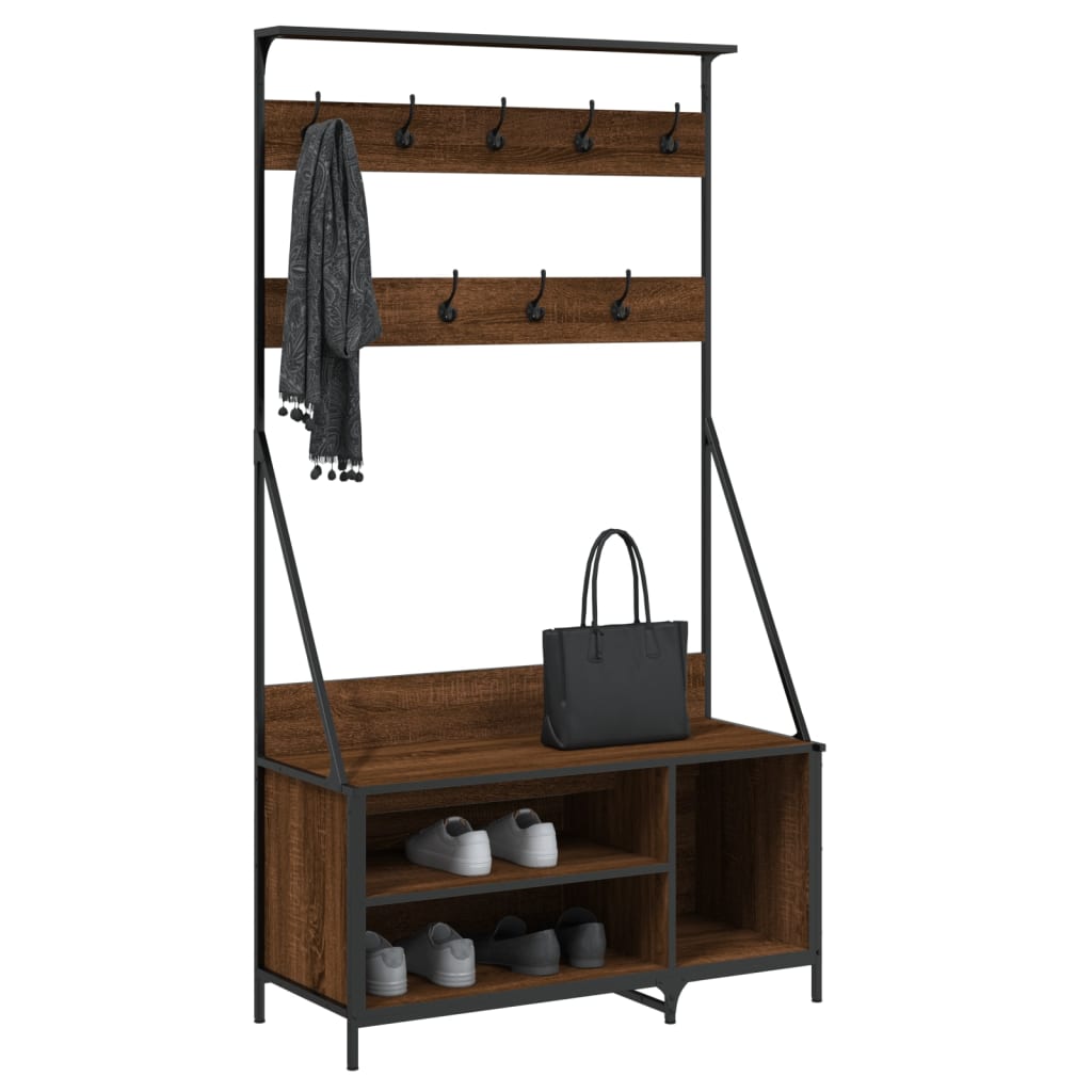Rack à vêtements Vidaxl avec porte-chaussures 100x41x184 cm Couleur de chêne marron