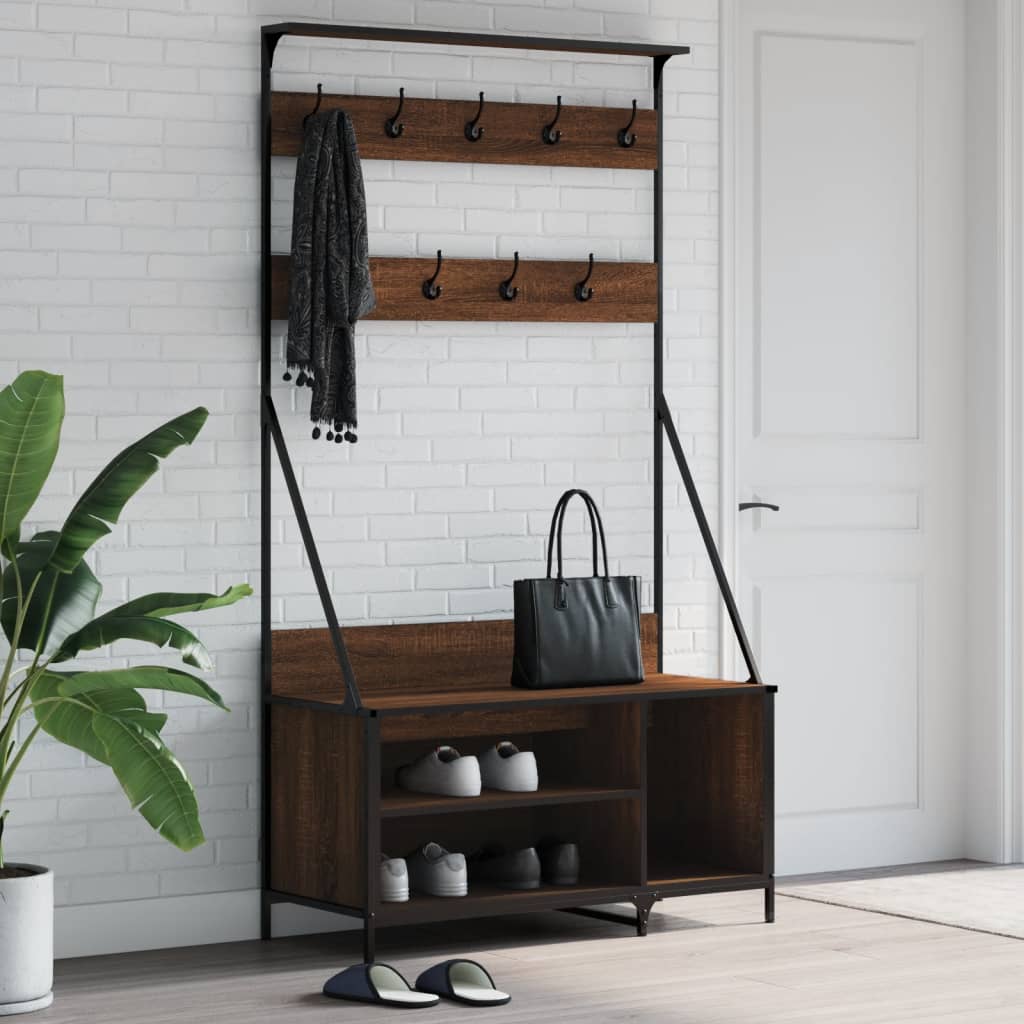 Rack à vêtements Vidaxl avec porte-chaussures 100x41x184 cm Couleur de chêne marron