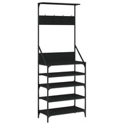 Rack de vêtements Vidaxl avec porte-chaussures 70x34x184 cm noir - afbeelding 2