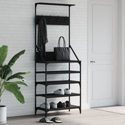 Rack de vêtements Vidaxl avec porte-chaussures 70x34x184 cm noir - afbeelding 1