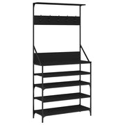 Rack de vêtements Vidaxl avec porte-chaussures 90x34x184 cm noir - afbeelding 2