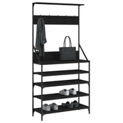 Rack de vêtements Vidaxl avec porte-chaussures 90x34x184 cm noir - afbeelding 3