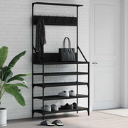Rack de vêtements Vidaxl avec porte-chaussures 90x34x184 cm noir - afbeelding 1