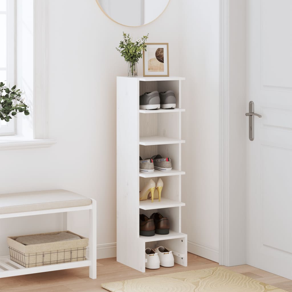Armoire à chaussures vidaxl 28x30x104 cm en pin massif blanc