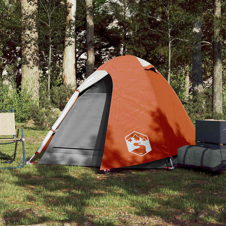 Vidaxl dome tente 2 personnes étanche gris et orange