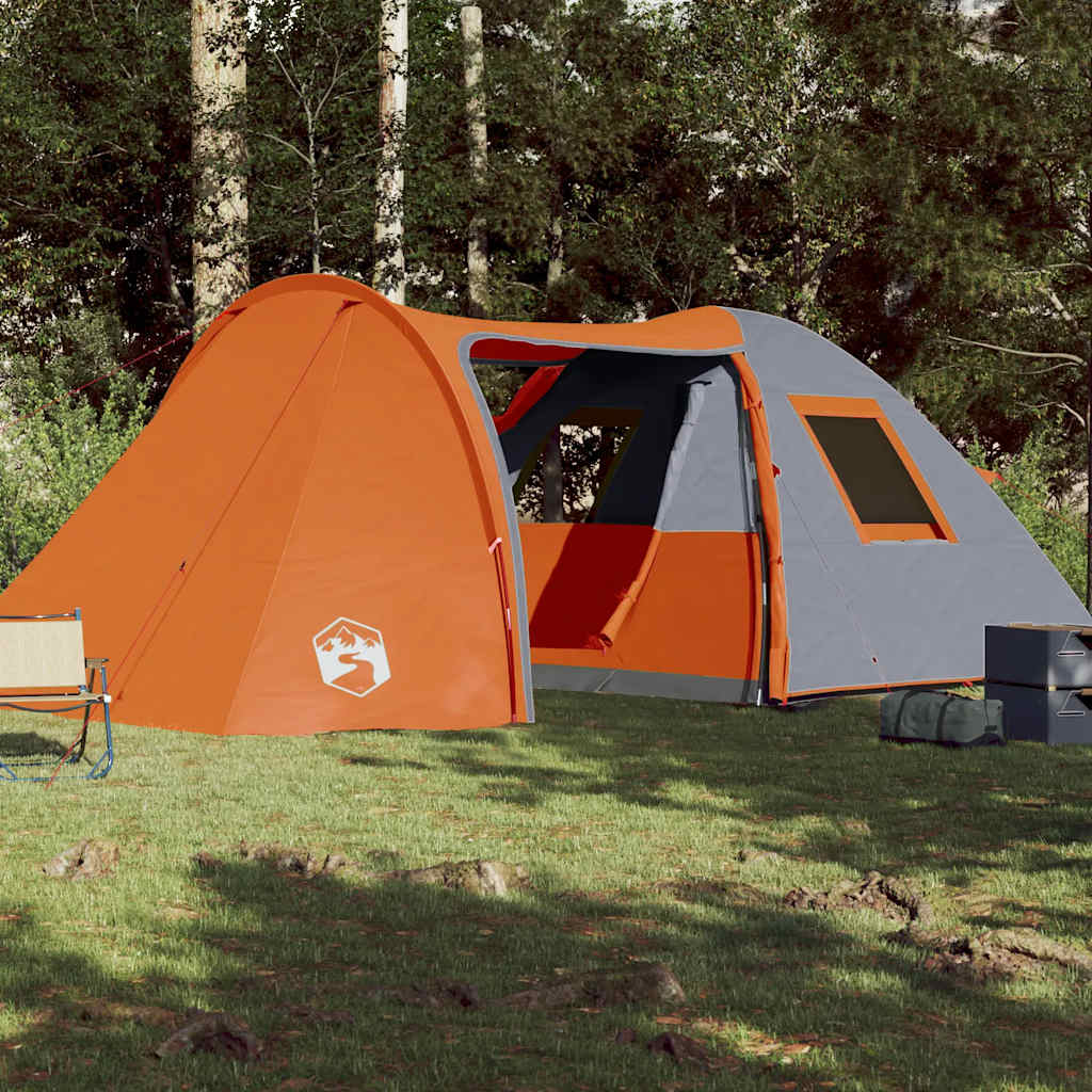 Vidaxl dome tente 6 personnes étanche gris et orange