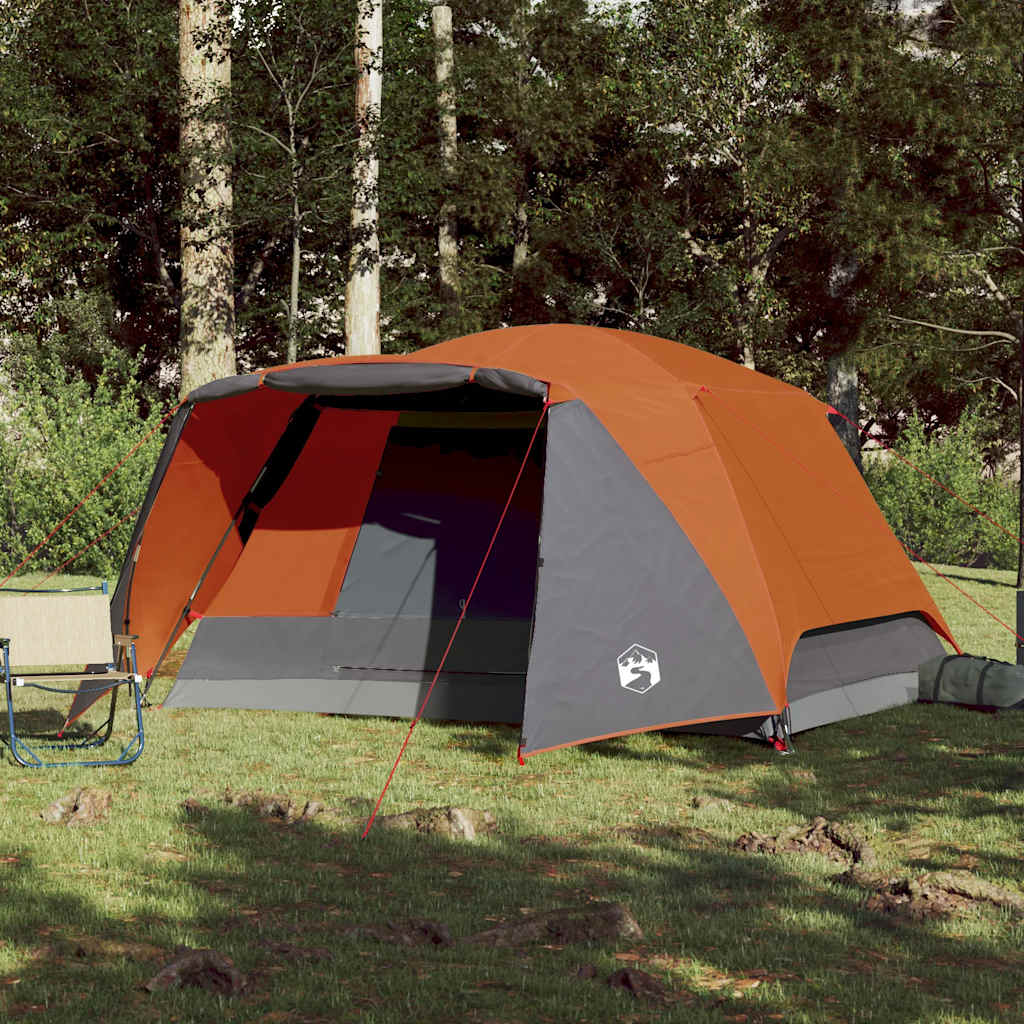 Tente VidaXL avec auvent 4 personnes imperméable orange