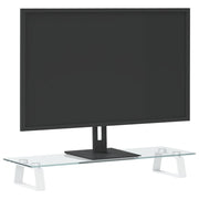 Support de moniteur Vidaxl 60x20x8 cm Verre et blanc métallique - afbeelding 3
