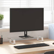 Support de moniteur Vidaxl 60x20x8 cm Verre et blanc métallique - afbeelding 1