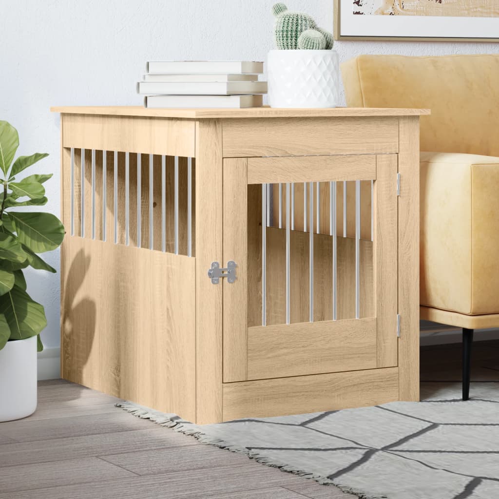 Vidaxxl cage pour chien 64,5x80x71 cm bois d'ingénierie couleur chêne sonoma