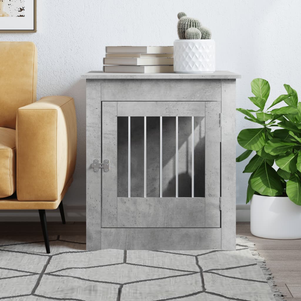 Vidaxxl cage pour chien 64,5x80x71 cm bois d'ingénierie béton gris