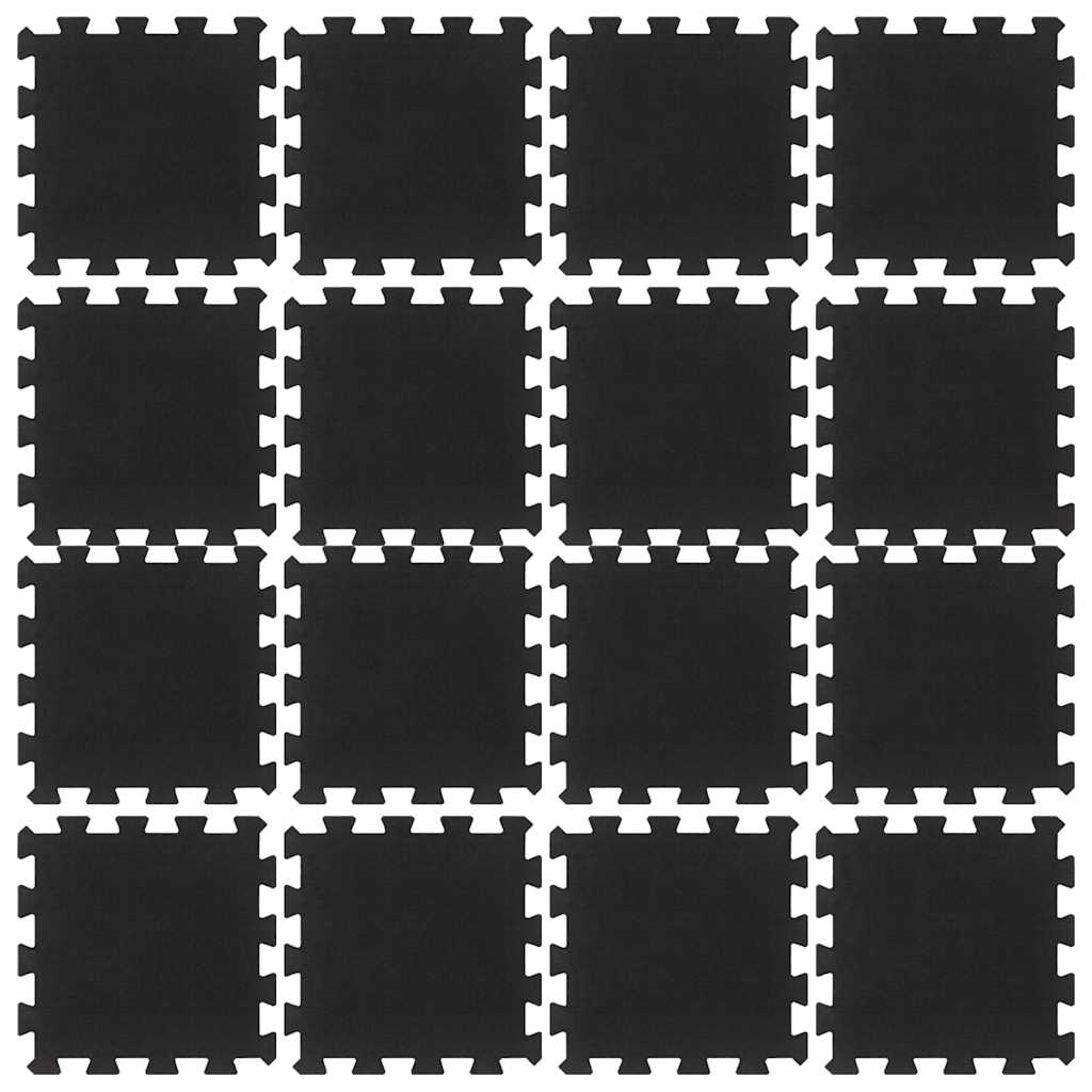Carreaux de caoutchouc vidaxl 16 st 16 mm 30x30 cm noir