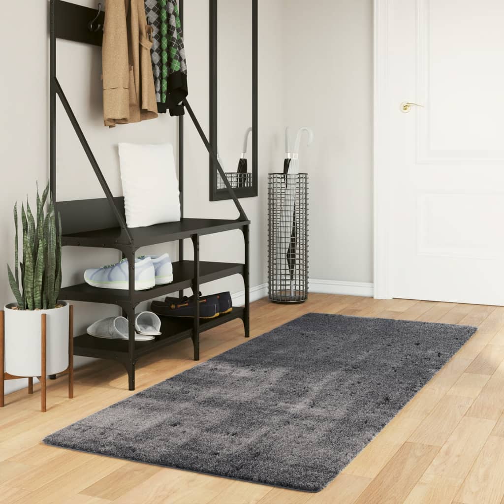 Tapis vidaxl Huarte Low -pole Soft Soft lavable 80x200 cm anthracite