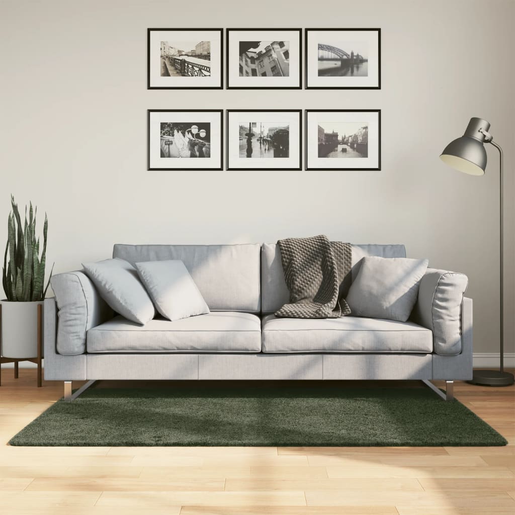 Tapis Vidaxl Huarte Low -pole Soft Soft lavable 80x150 cm vert forêt