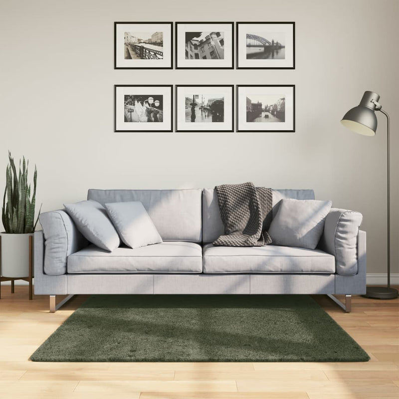 Tapis Vidaxl Huarte Low-Pole Soft Soft Lavable 120x120 cm Green Forest