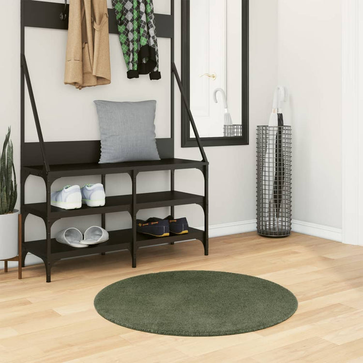 Tapis vidaxl Huarte Low -pole Soft Soft Lavable Ø 80 cm Green Forest