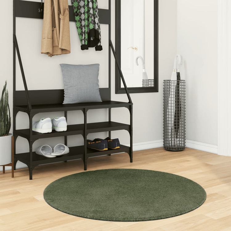 Tapis vidaxl Huarte Low -pole Soft Soft Washable Ø 100 cm Green Forest