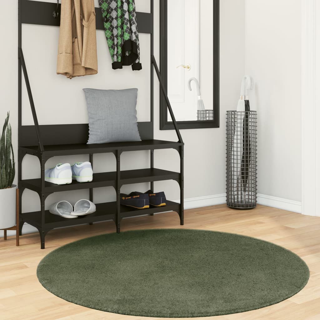 Tapis Vidaxl Huarte Low -pole Soft Soft Lavable Ø 120 cm Green Forest
