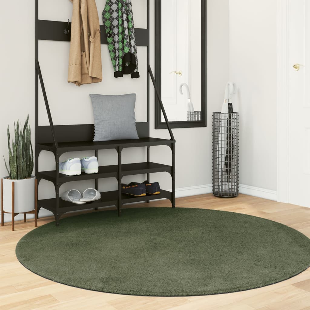 Tapis Vidaxl Huarte Low -pole Soft Soft Lavable Ø 160 cm Green Forest